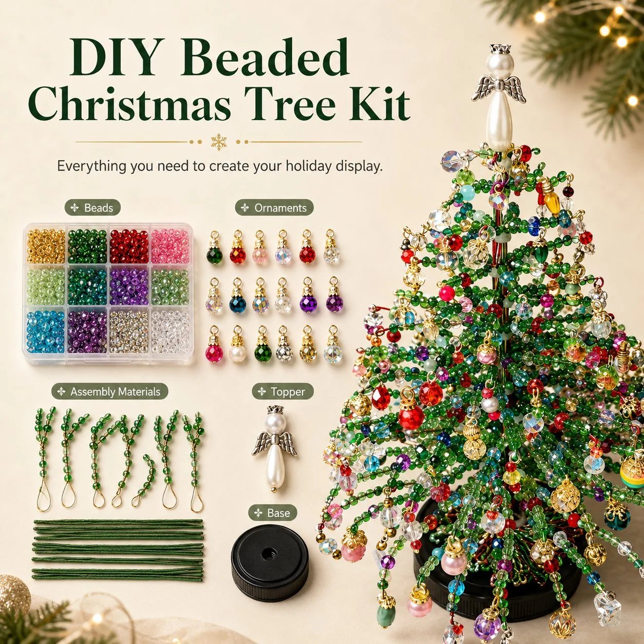 🏆Flash Sale✨DIY Beaded Christmas Tree Kit🎅🎄