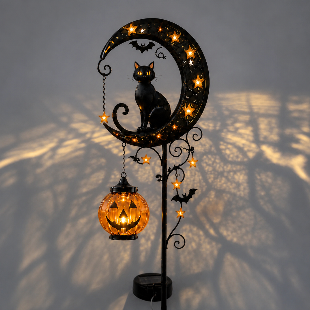 🌙 Solar-Powered Black Cat Garden Stake Light – Create a Magical Halloween Glow in Your Yard
