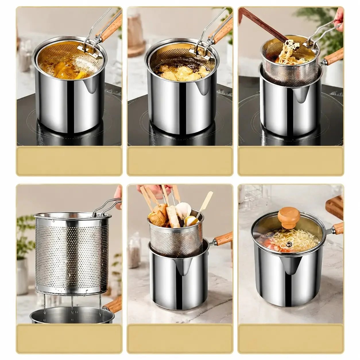 🎁Last Day Promotion 49% OFF🔥Compact Fry Pot with Filter Basket – Stainless Steel, Complete Accessory Kit
