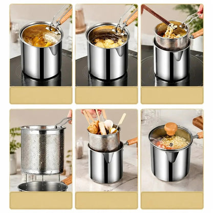 🎁Last Day Promotion 49% OFF🔥Compact Fry Pot with Filter Basket – Stainless Steel, Complete Accessory Kit