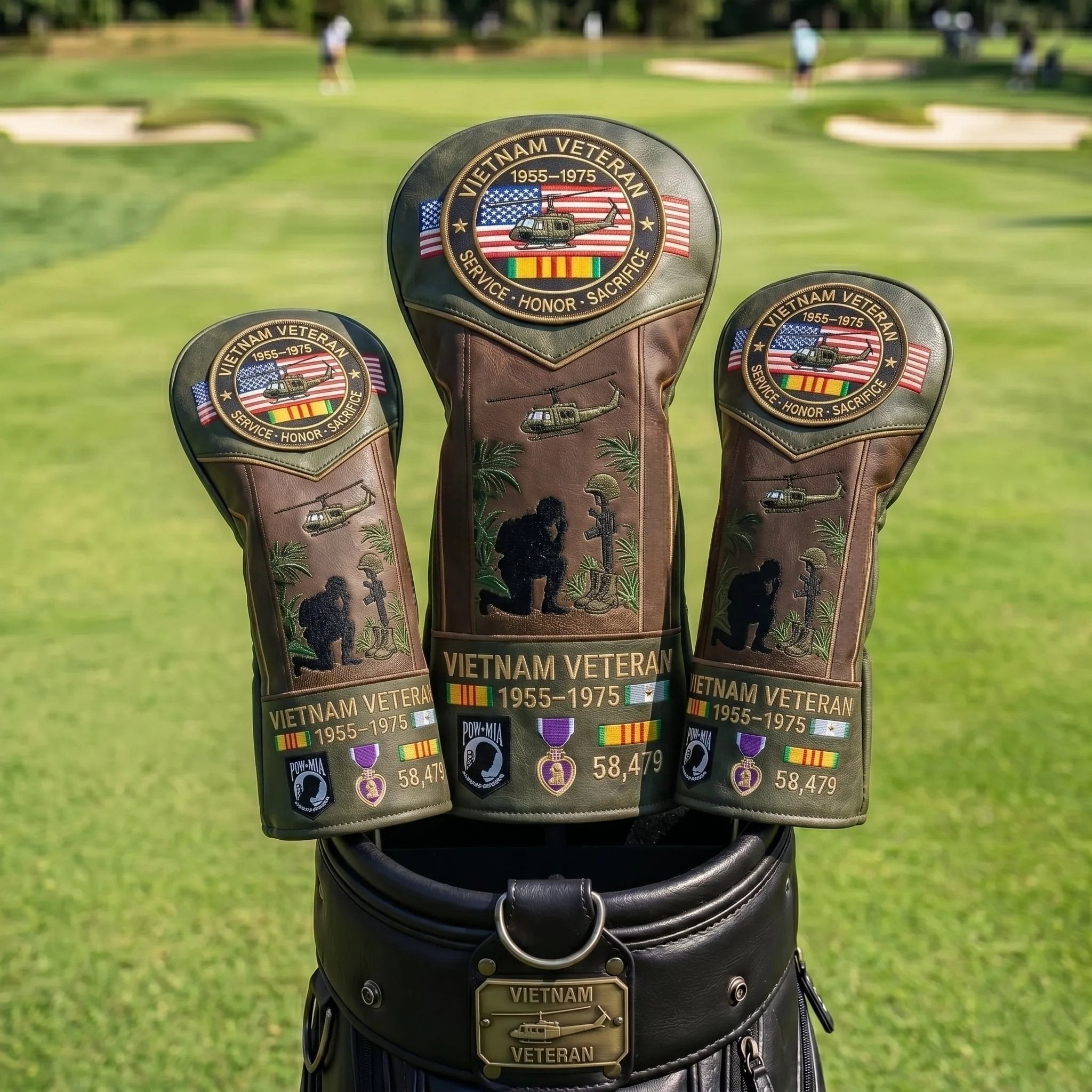 Vietnam veteran golf head cover embroidered patches