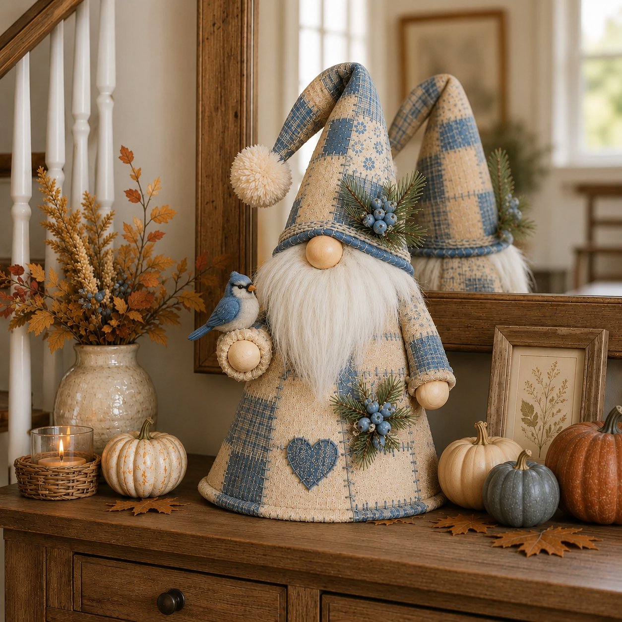 🔥 LAST DAY 49% OFF – 🐦Patchwork Bird Gnome Light Collection | Warm Glowing Tabletop Decor ✨