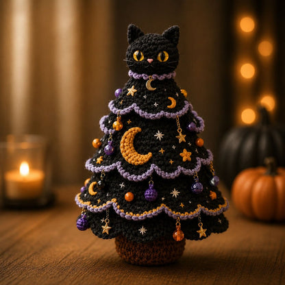 🔥 LAST DAY 49% OFF – 🎃 Halloween Tree DIY Crochet Kit | All-In-One Kit for a Layered 7-Inch Spooky Tabletop Decoration 🧶👻✨