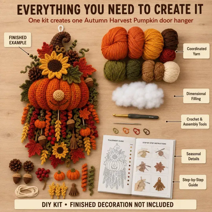 🔥LAST DAY 50% OFF - 🧶 DIY Seasonal 3D Crochet Door Hanger Kit Collection | Coordinated Yarn, Filling, Accessories & Step-by-Step Instructions Included 💕