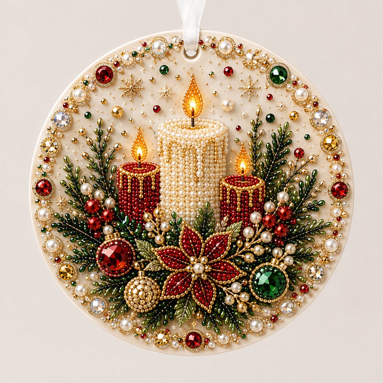 🌲✨ DIY Pearl & Gem Christmas Ornament Collection