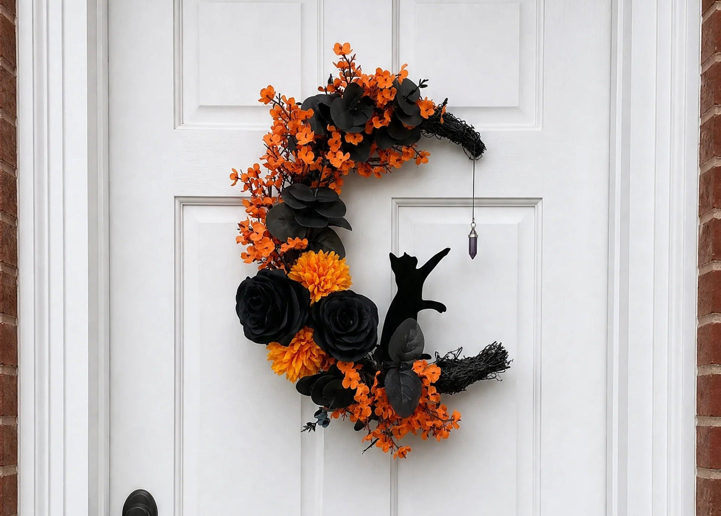🔥Last Day 49% OFF - 🐈‍⬛🌙Handmade Halloween Cat Wreath(📦Buy 2 Free Shipping)