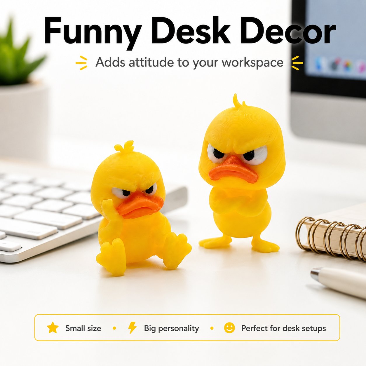 😠 Angry Duck Desk Figurine — Add a Tiny Attitude to Your Space! 🐥
