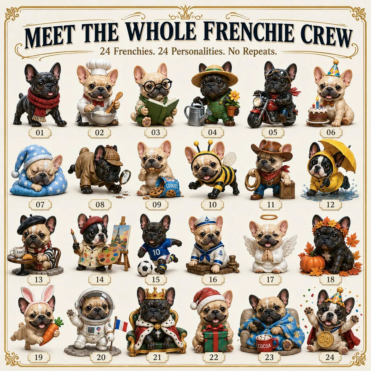 🔥Last day with huge discounts! 🐶 24-Day French Bulldog Christmas Advent Calendar🎄✨