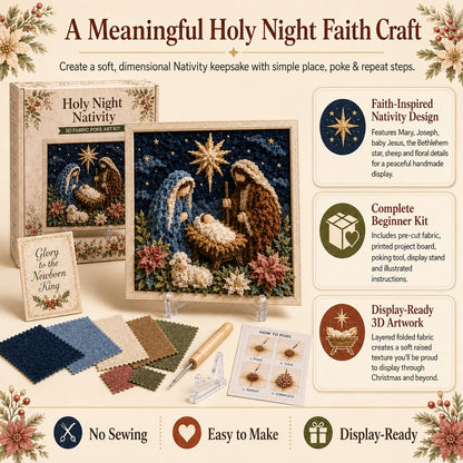🔥 LAST DAY 49% OFF – ✝️🧵 Premium 3D Christian Fabric Poke Art Kit | No-Sew Faith Craft with Pre-Punched Board, Fabric Squares & Display Stand 🕊️✨