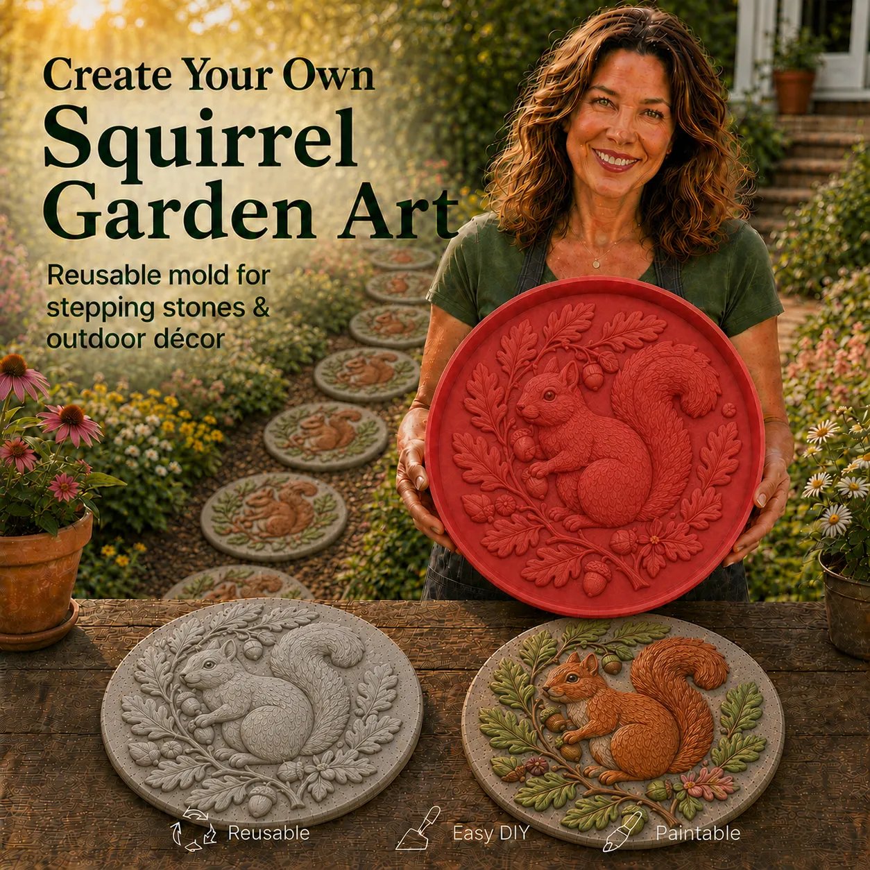 🐦🌸 Hummingbird Garden Art Stepping Stone Mold