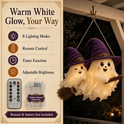 Moonlight Mischief Lighted Ghost Broom Hanger