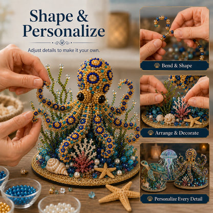 🔥LAST DAY 50% OFF -  🌊 Ocean Sparkle Animal Craft Kit | Create a Dimensional Underwater Centerpiece with Colorful Beads, Pearls & Coastal Details 🐚✨