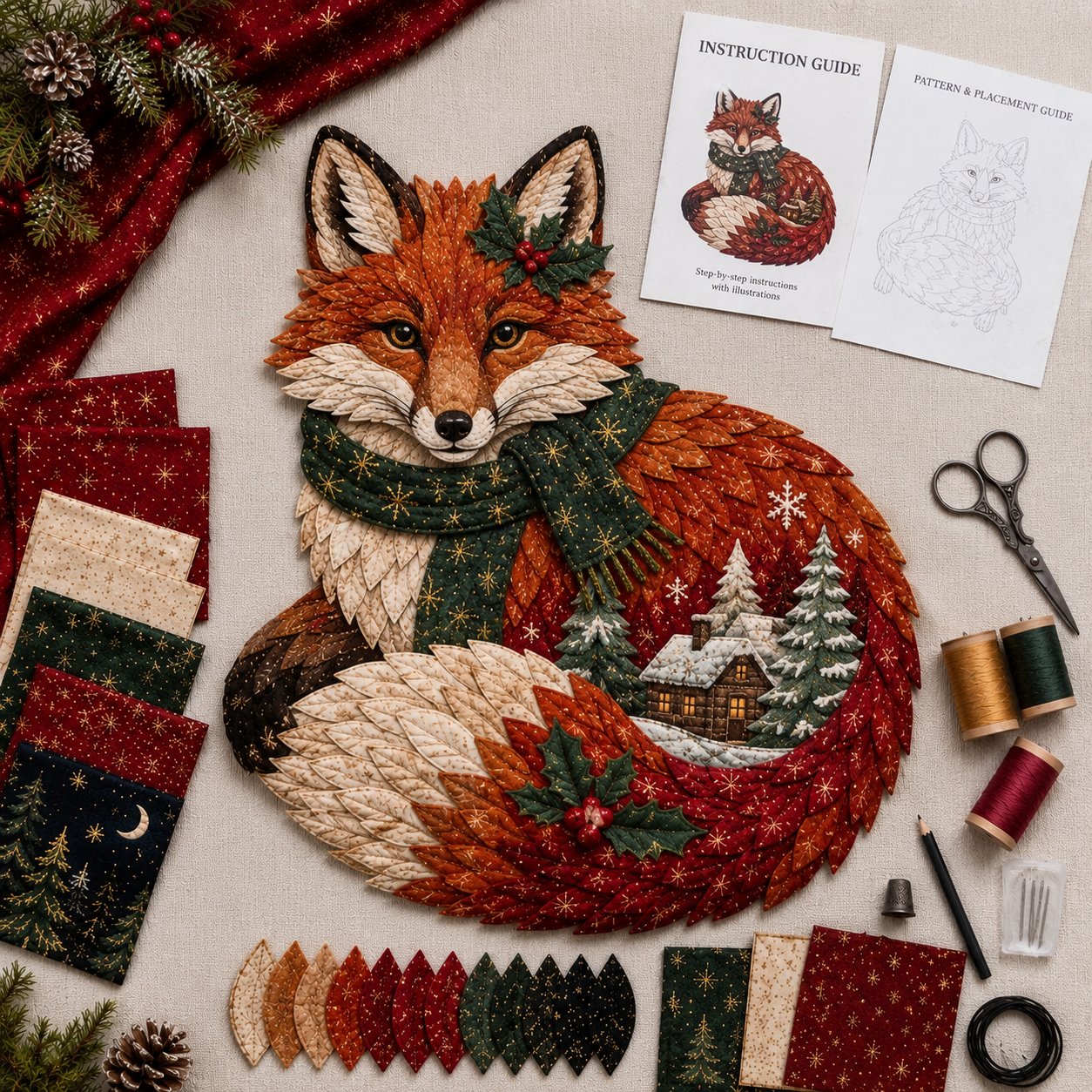 🔥Last Day 50% OFF - 🎄🎅Christmas Woodland Wildlife DIY Patchwork Kit – ✨Create a Festive Handmade Keepsake