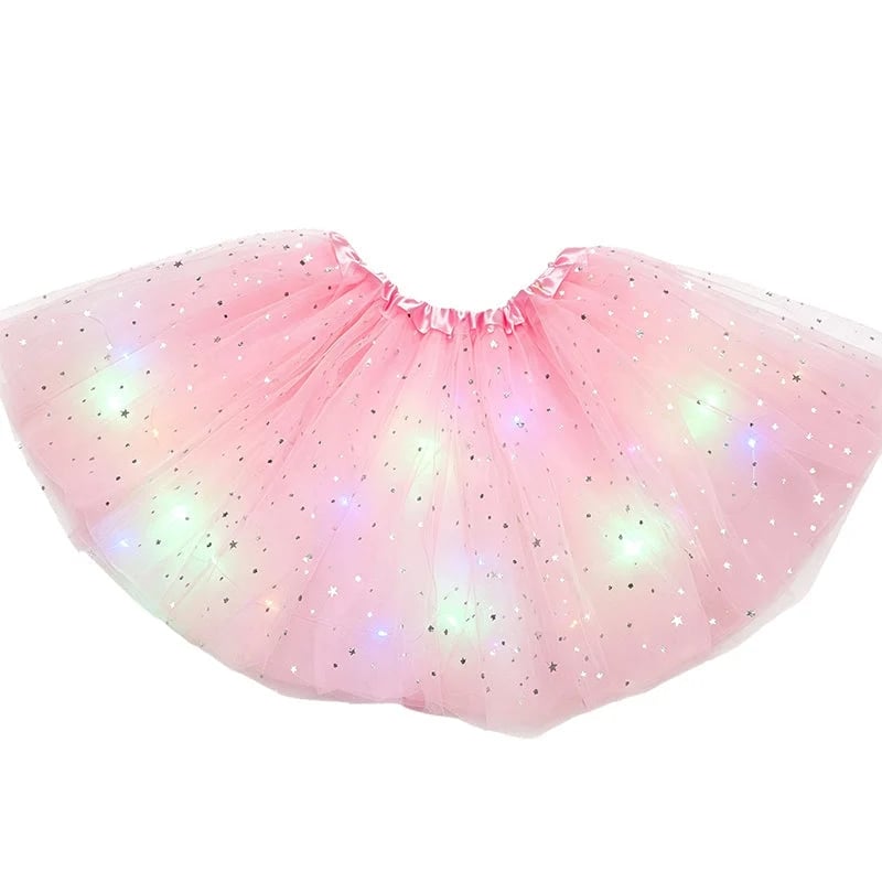 🏆 Last Day 50%OFF!🎁LED Light Up Sequin Tutu Skirt Star Mesh Princess Skirt for Girls and Adults