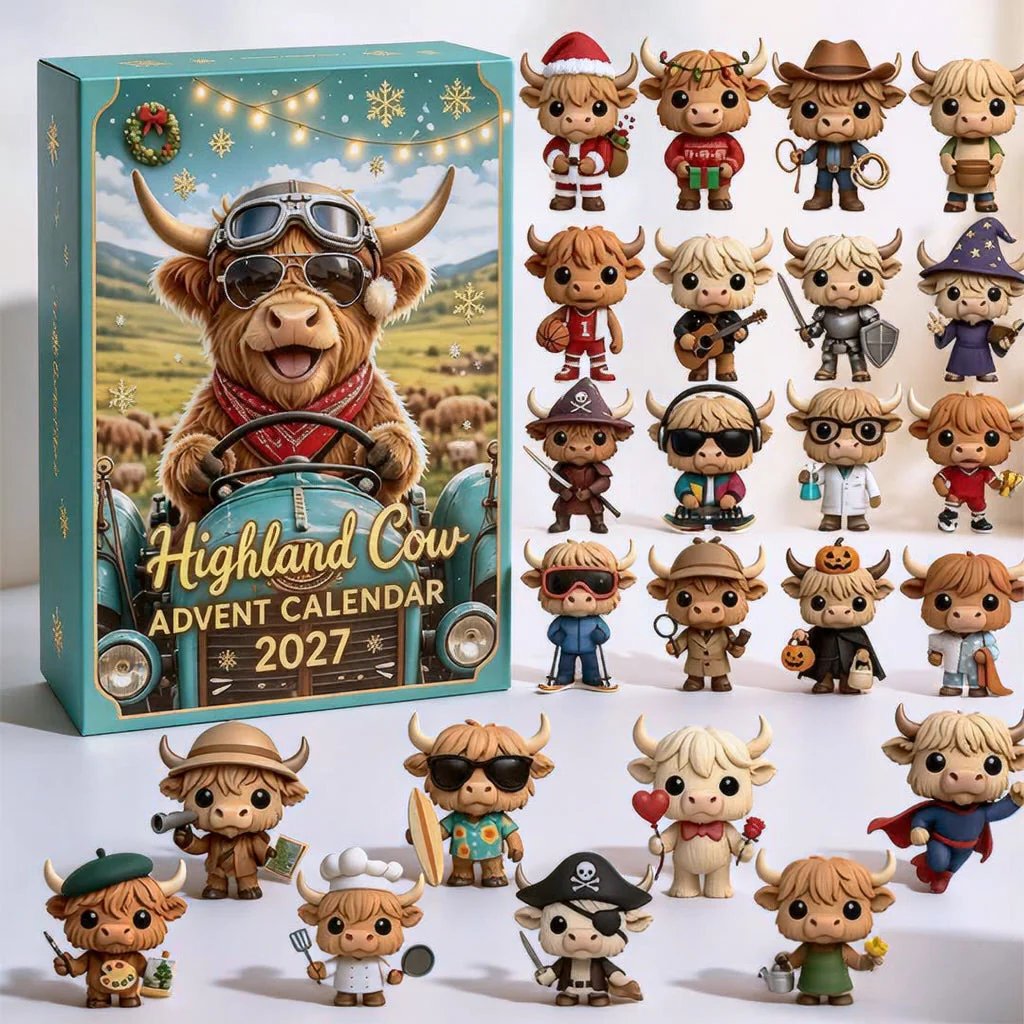 🐮✨Highland Cow Advent Calendar 2027 | Cute Highland Cow Mini Figurines Advent Box
