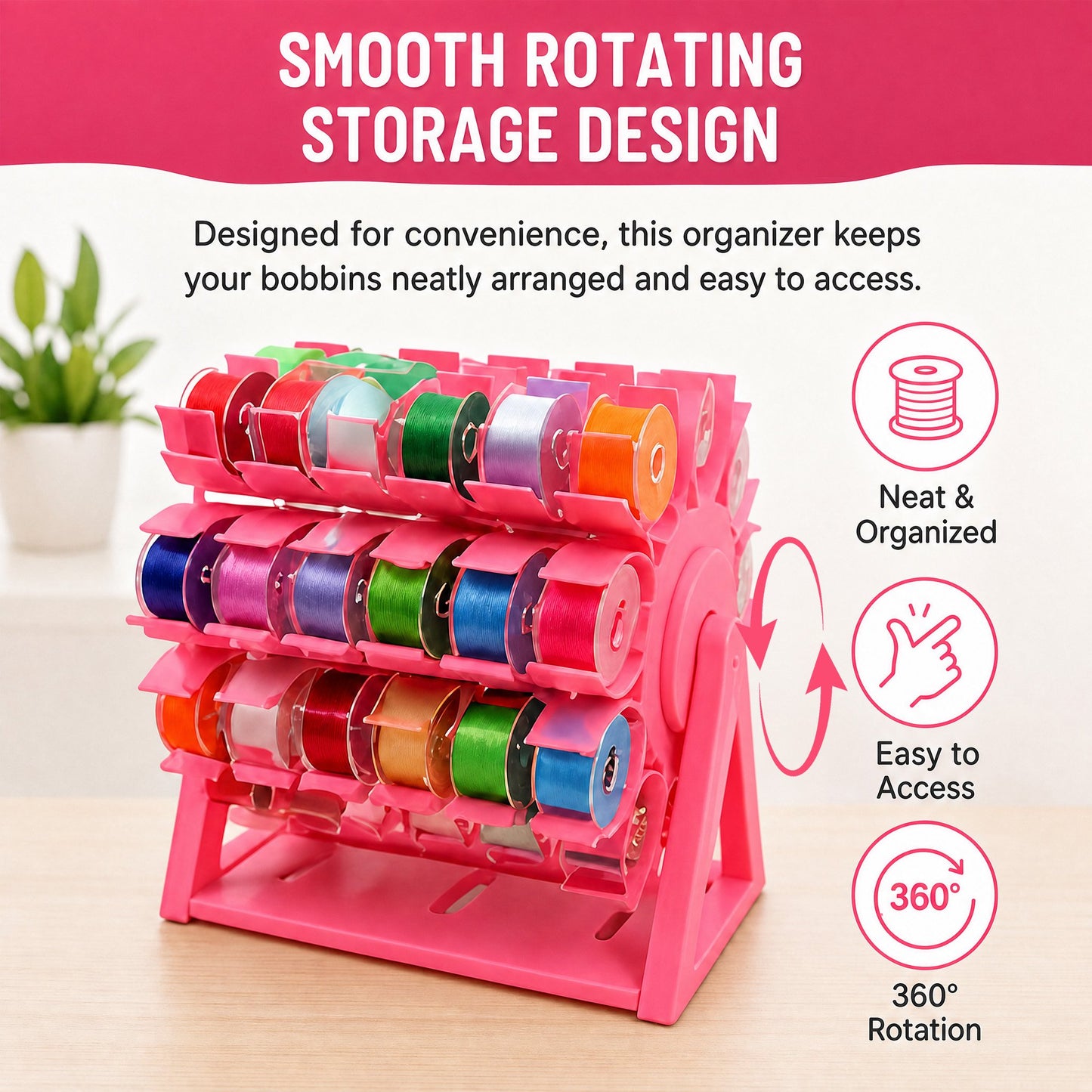 🔥Last Day 50% OFF - 🧵Rotating Bobbin Thread Organizer