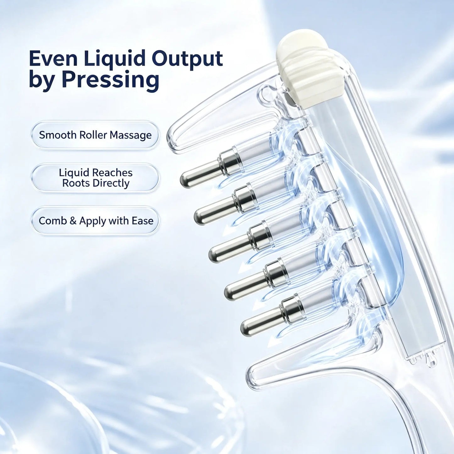 💧Refillable Scalp Oil Applicator Comb with 7 Metal Massage Tips – Even Root Serum Distribution & Scalp Stimulation for Hair Care