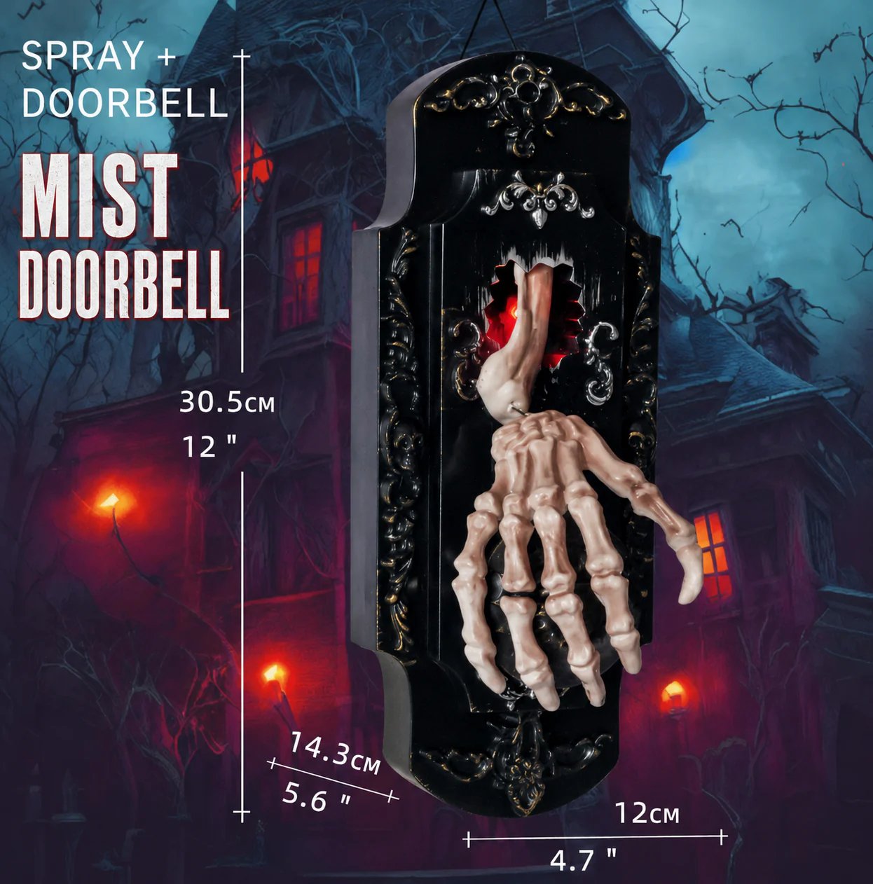 🕸️ Gothic Skeleton Hand Doorbell – Motion Activated Haunted Door Decoration💀🎃