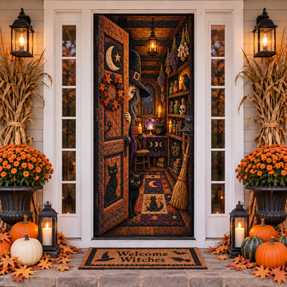 🎃 50% OFF 3D Halloween Illusion Door Cover – Quilt-Inspired Haunted Hallway Decor