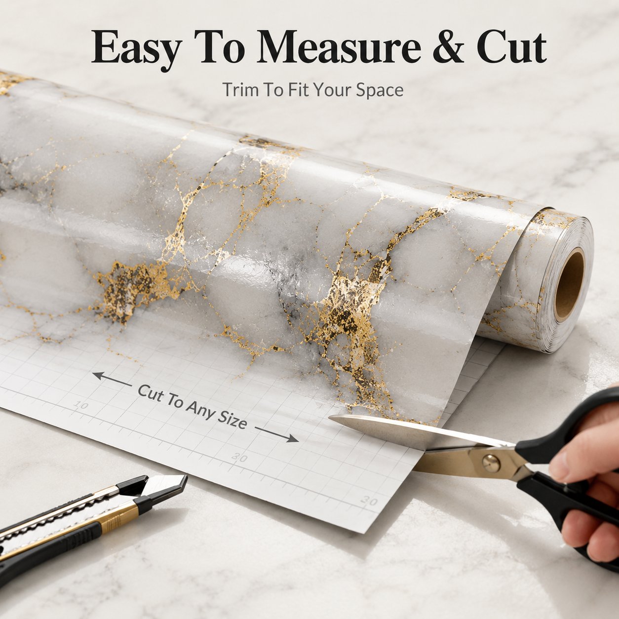 Gold Marble Pattern Self-Adhesive Wallpaper Roll