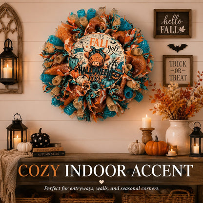 Handmade Highland Cow Fall & Halloween Wreath