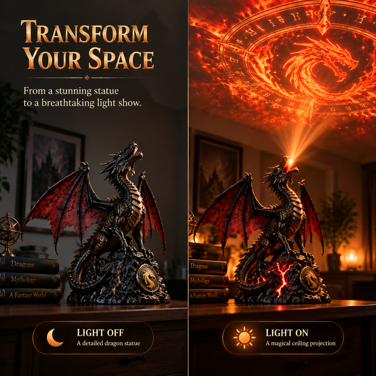 Dragon Fire Projection Lamp room transformation
