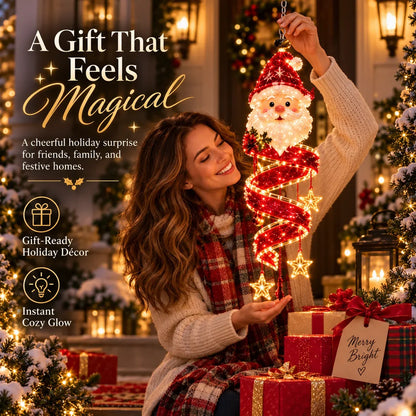 🎅Christmas Magic Spira Hanging LED Light Collection – 9 Festive Designs ✨ | Suspended Glowing Characters with Spiral Lights & Hanging Details for Porches, Windows, Entryways & Holiday Displays