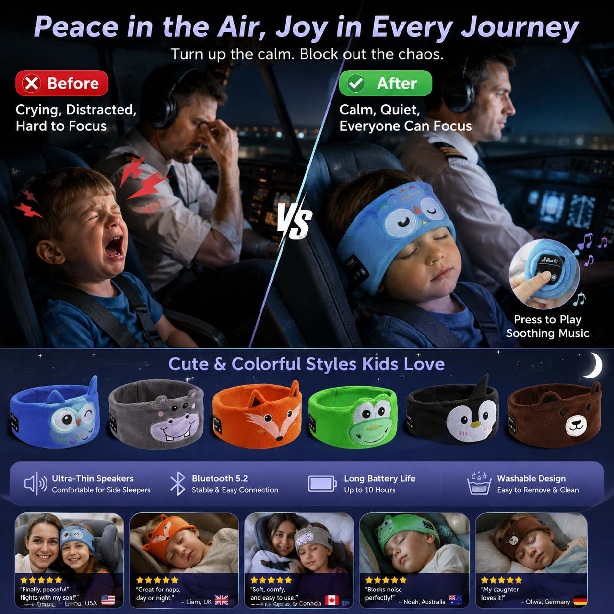 2-in-1 kids headband headphones and sleep mask