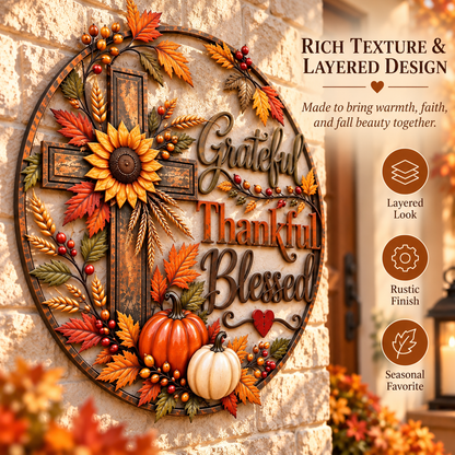 🍂 Grateful • Thankful • Blessed™ Fall Faith Wall Decor ✝️🌻