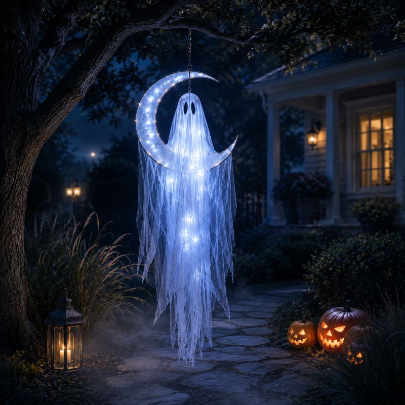 👻🌙 Hauntingly Beautiful Floating Ghost Lights – 4-Style Halloween Collection