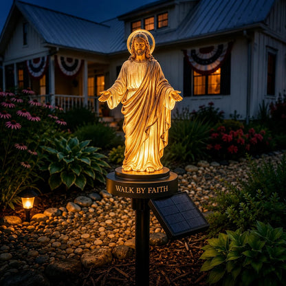 🔥 LAST DAY 49% OFF – ✝️ Walk by Faith Solar Jesus Garden Light | Automatic Warm Halo Glow, Weather-Resistant Ground Stake & No-Wiring Outdoor Faith Decor ✨
