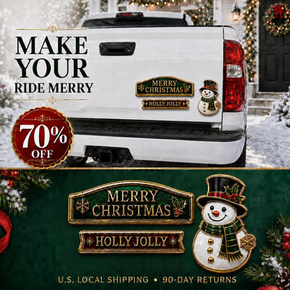 🔥 50K+ SOLD – 🎄 3-Piece Christmas Car Emblem Metal Badge Set | 3D Enamel Holiday Badges with Adhesive Backing for Trucks, SUVs & Festive Gifts 🎅✨