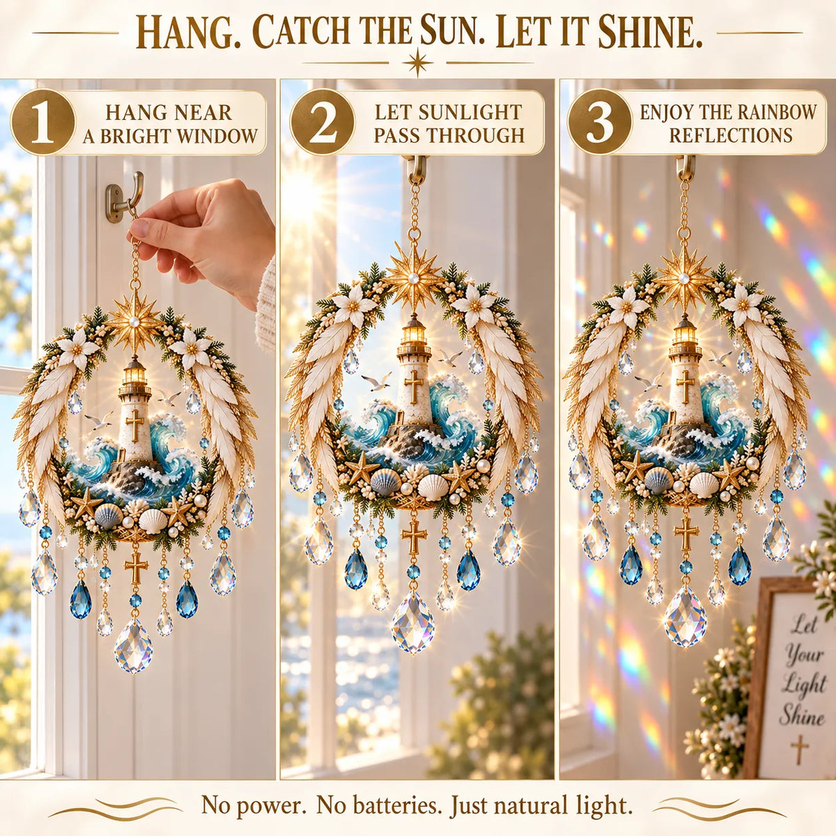 ✝️ Christian Crystal Suncatcher | 5 Faith-Inspired Window Designs with Cascading Rainbow Crystals ✨