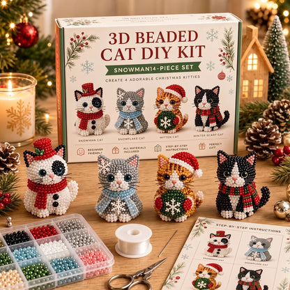 🎄DIY 3D Christmas Beaded Ornament Kit | Complete 4-Piece Set with Glass Beads, All Tools & Step-by-Step Guide Included 💕