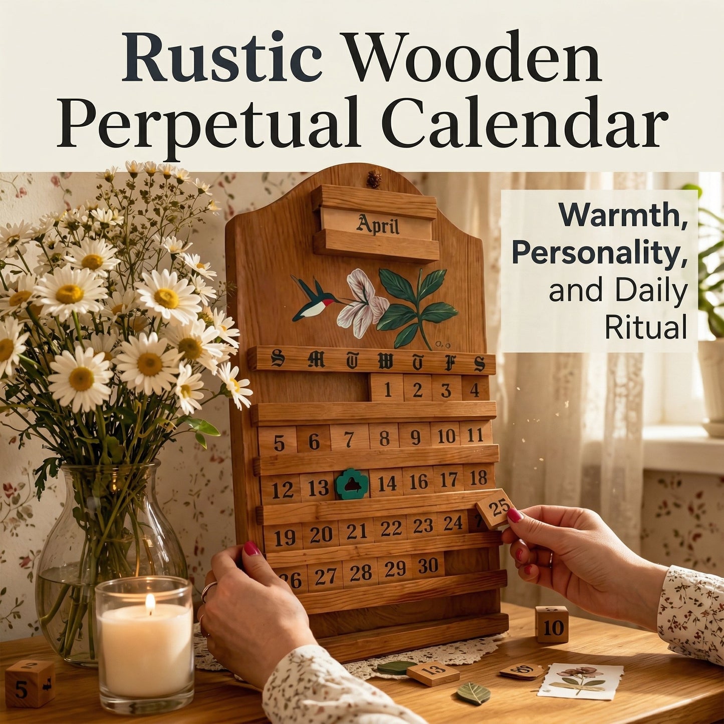 🎄 Festive Wooden Perpetual Calendar