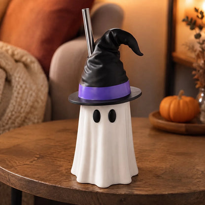 👻 Spooky Sips™ Ghost Tumbler – Halloween Witch Hat Cup