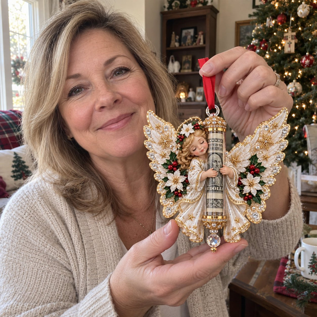 ⏰ LAST DAY SALE 49% OFF! 👼💵 3D Angel Christmas Cash Gift Ornament – Holiday Money Holder Keepsake ✨