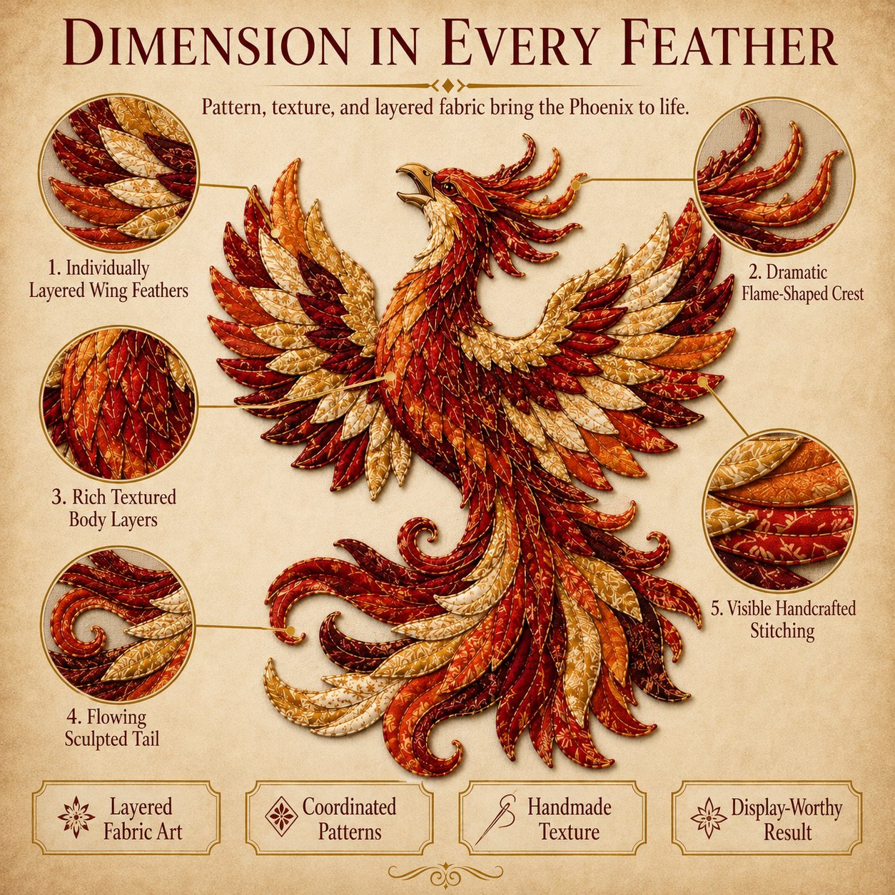 🏆 Limited-Time 50% OFF🔥 – 🌙 Beginner-Friendly Mythic Wilds DIY Layered Patchwork Art Kit | Complete Kit with Patterned Fabrics, Sewing Materials & Step-by-Step Guide Included 💕