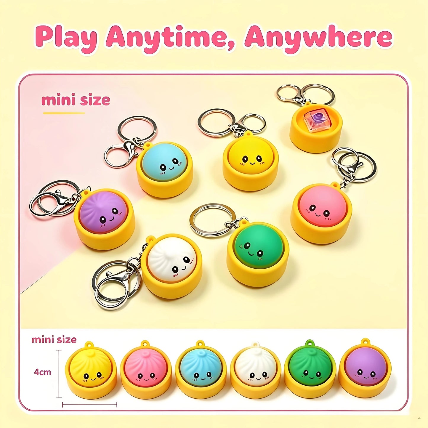 🔥 LAST DAY 49% OFF🔥  Cute Dumpling Pressable Fidget Keychain - touch sensing light