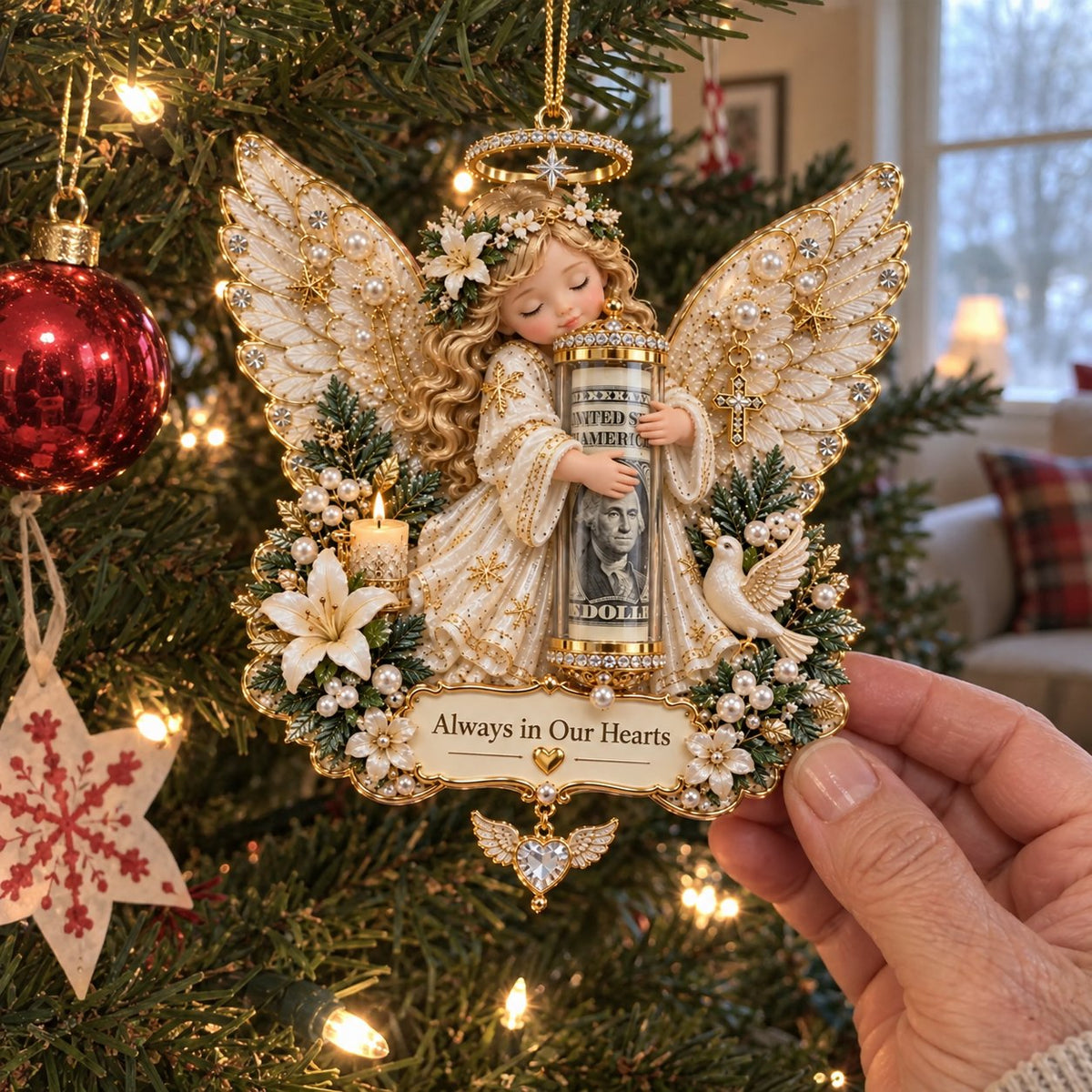 ⏰ LAST DAY SALE 49% OFF! 👼💵 3D Angel Christmas Cash Gift Ornament – Holiday Money Holder Keepsake ✨