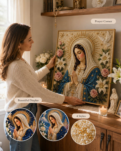 🙏New Arrivals 49% OFF-2026 Divine Pearl Bead Virgin Mary Icon – A Peaceful DIY Faith Art Gift ✨