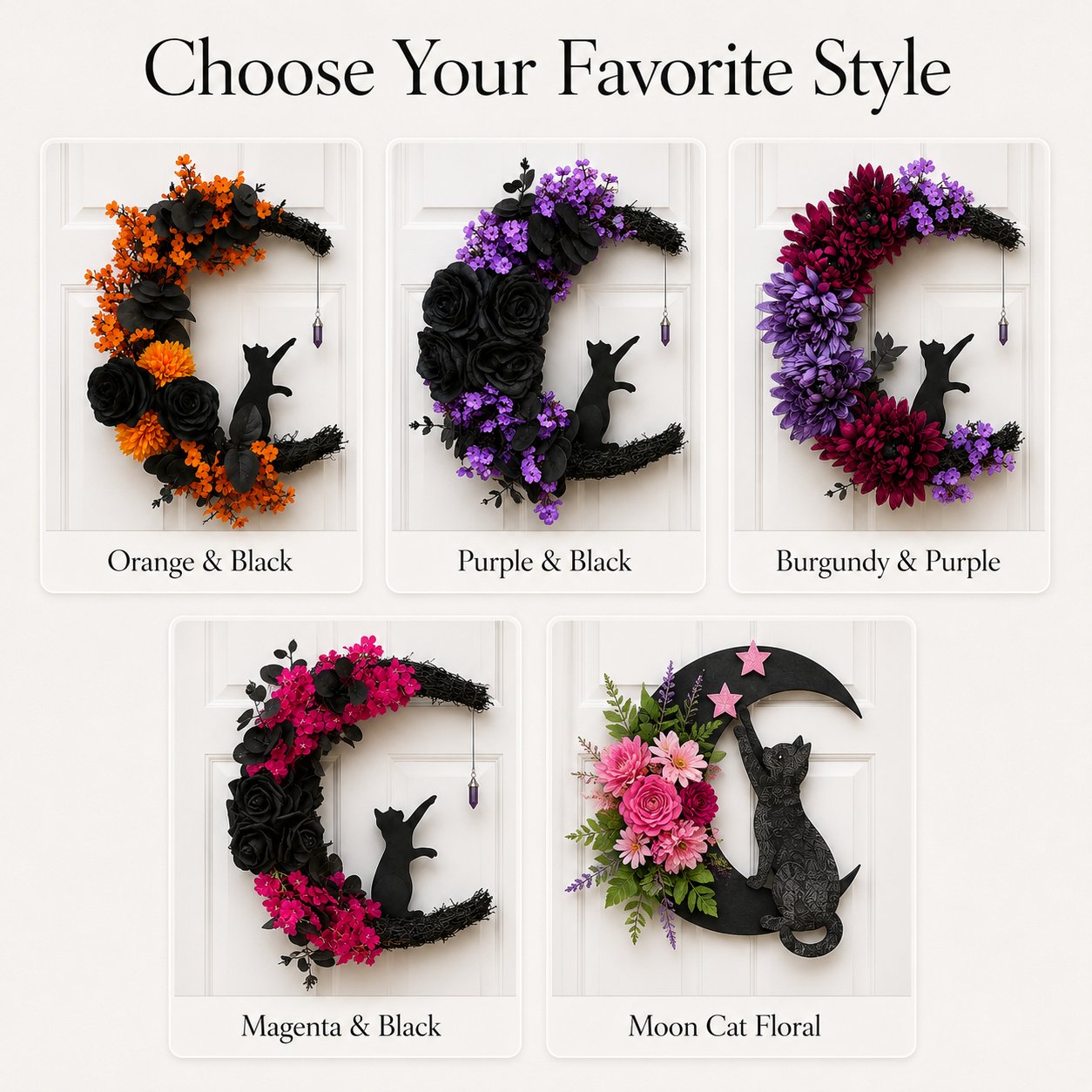 🔥Last Day 49% OFF - 🐈‍⬛🌙Handmade Halloween Cat Wreath(📦Buy 2 Free Shipping)