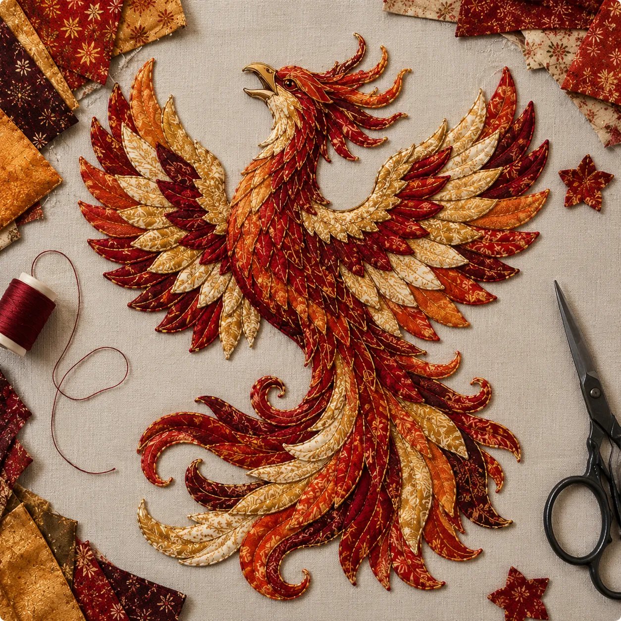 🏆 Limited-Time 50% OFF🔥 – 🌙 Beginner-Friendly Mythic Wilds DIY Layered Patchwork Art Kit | Complete Kit with Patterned Fabrics, Sewing Materials & Step-by-Step Guide Included 💕