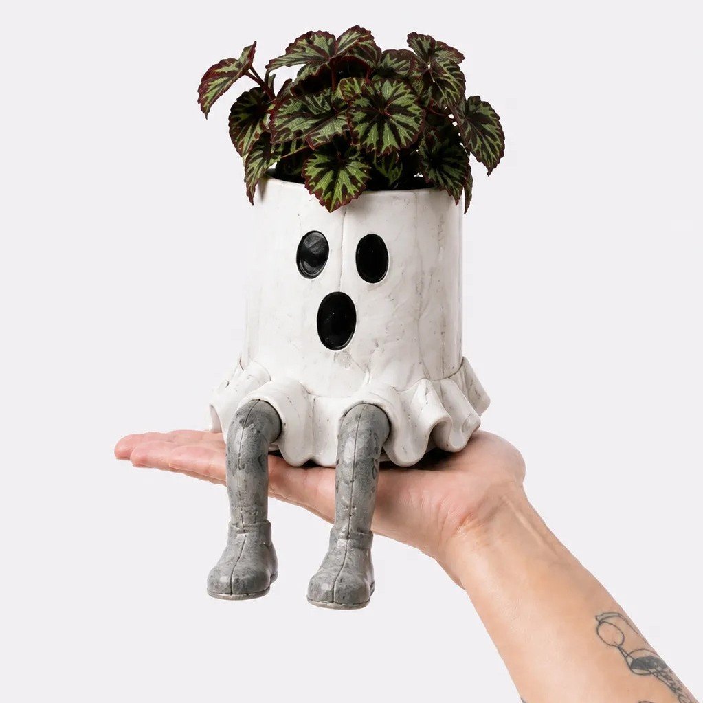 🔥LAST DAY 50% OFF - 💀🎃Halloween Whimsical Hanging Leg Planter Hand-Painted Resin Succulent Pot💐