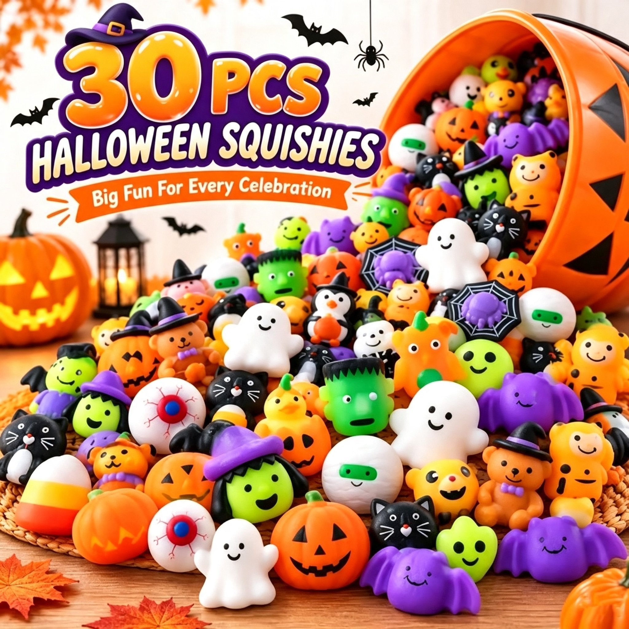 30PCS Halloween Mochi Squishy Toys