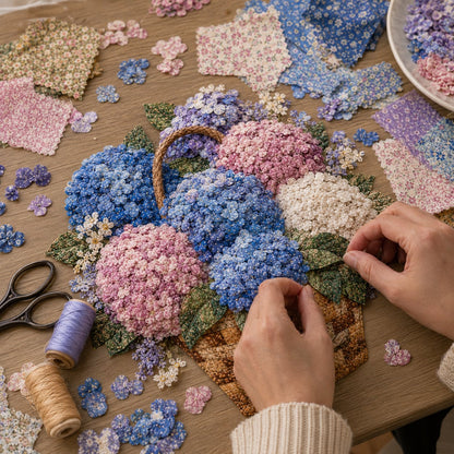🌸🧵 Premium Floral Basket Patchwork DIY Kit | High-Quality Layered Fabric Bouquet with Raised Petals & Woven Basket Details ✨