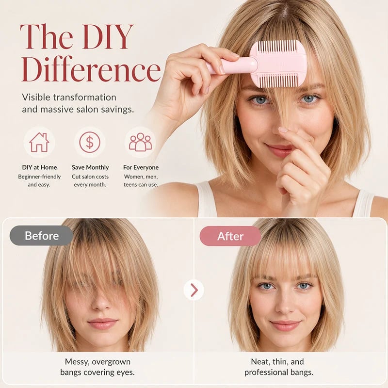 📢📢49% OFF !! Buy 2 Get 1 Free⏰DIY Hair Thinning Comb – Adjustable Blade & Beginner-Friendly Design