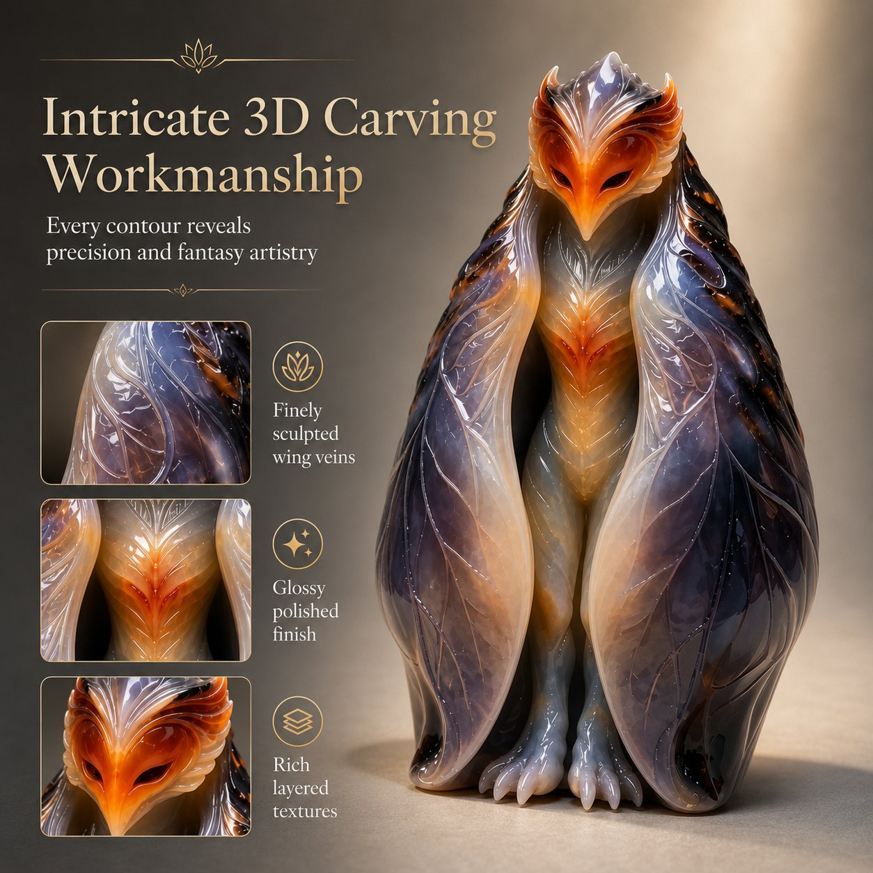 💥 LAST DAY 57% OFF - Handcrafted Natural Stone Cicada-Winged Fairy – Truly One of a Kind