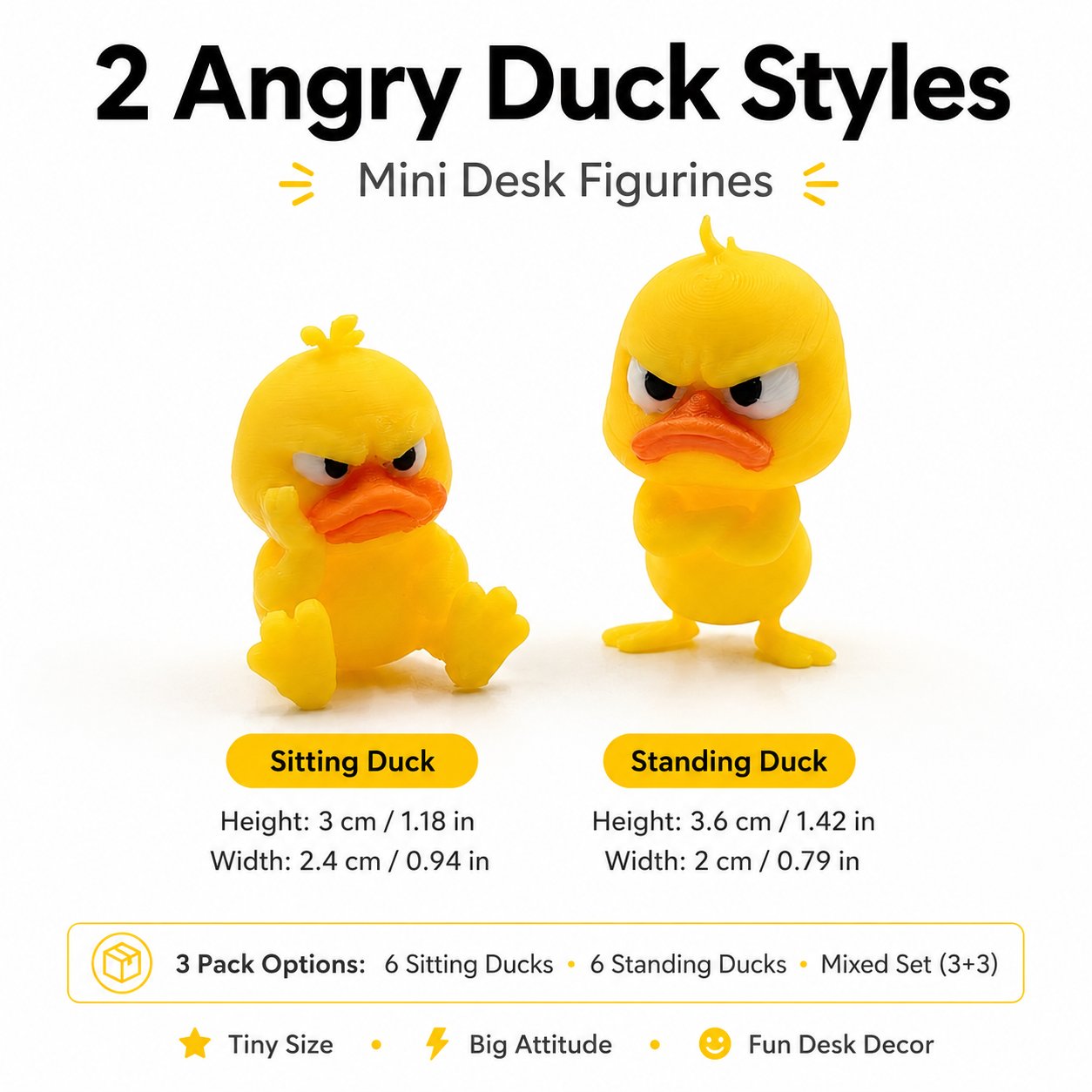 😠 Angry Duck Desk Figurine — Add a Tiny Attitude to Your Space! 🐥