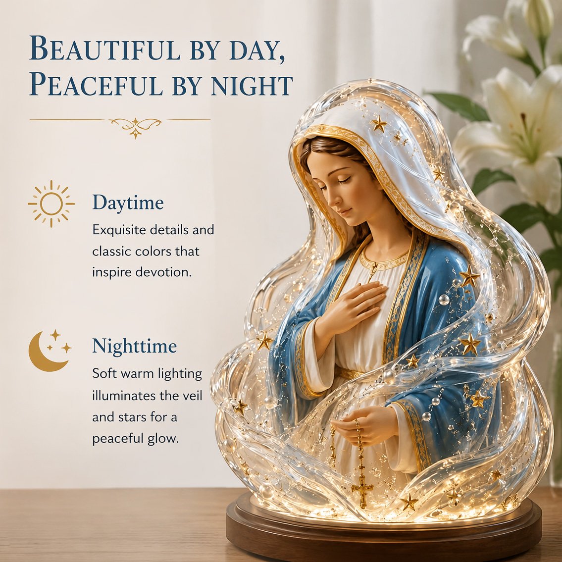 🔥HOT SALE🔥🙏Our Lady of Starlight Illuminated Prayer Statue | Religious Decor & Faith Gift✨
